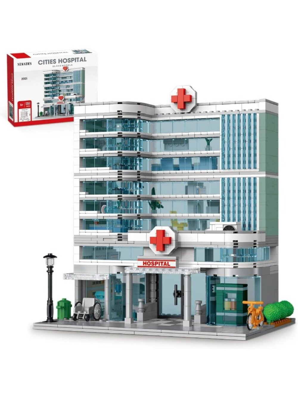 NEW City Hospital Building Set 1350pc LED Lighting Modular Architecture Toy